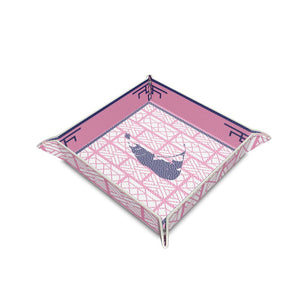 Nantucket Leather Valet/Trinket Tray in Pink and Blue