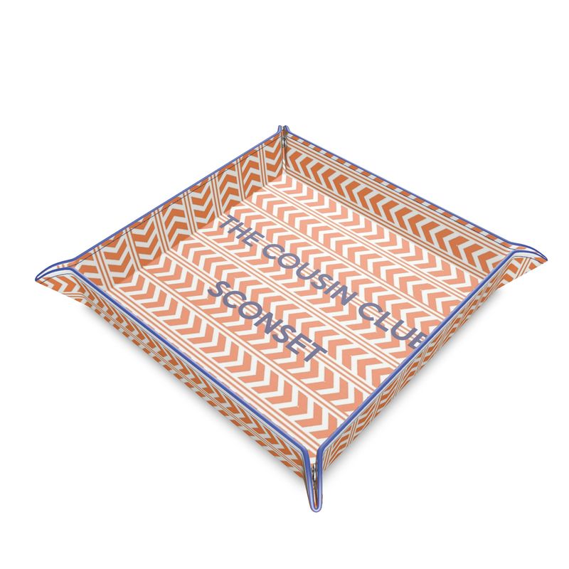 This Way That Way Leather Trinket Tray Orange/White/Blue