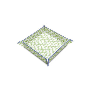 Block Chain Leather Trinket Tray Green/White