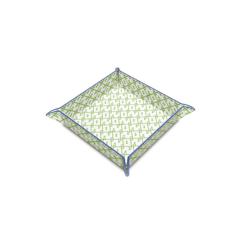Block Chain Leather Trinket Tray Green/White