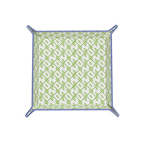 Block Chain Leather Trinket Tray Green/White