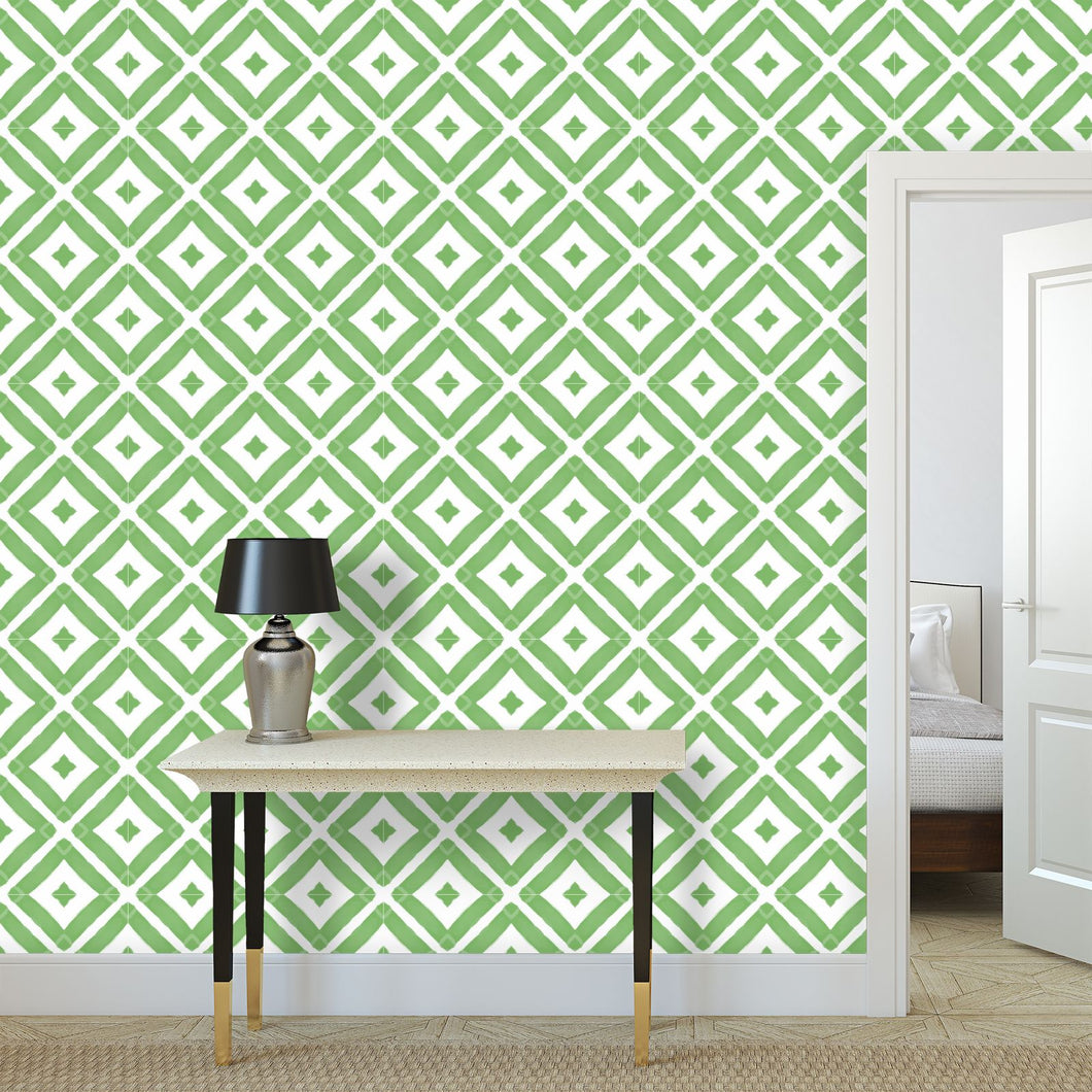 Formal Garden Wallpaper Green/White