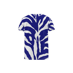 Zebra Blue Primrose Cut and Sew All Over Print T-Shirt