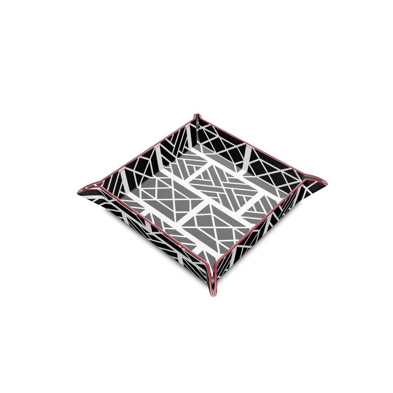 Little Mountain Chippendale Leather Trinket Tray Black/White