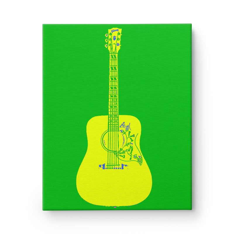 Pop Art Hummingbird Guitar Painting Electric Lime/Pop Yellow