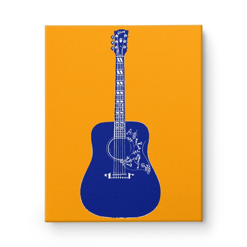 Pop Art Hummingbird Guitar Painting Orange/Blue