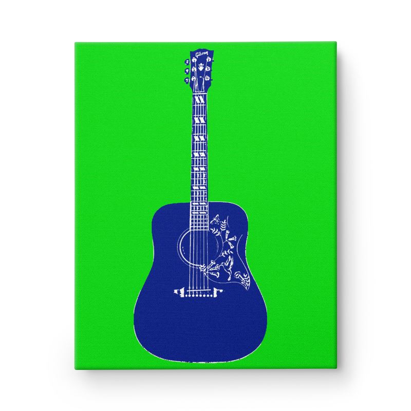 Pop Art Hummingbird Guitar Painting Electric Lime/Bright Blue