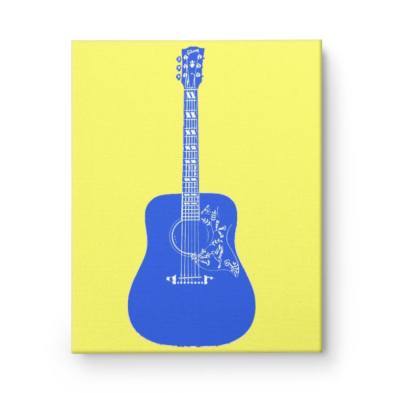 Pop Art Hummingbird Guitar Painting Electric Blue/Pop Yellow