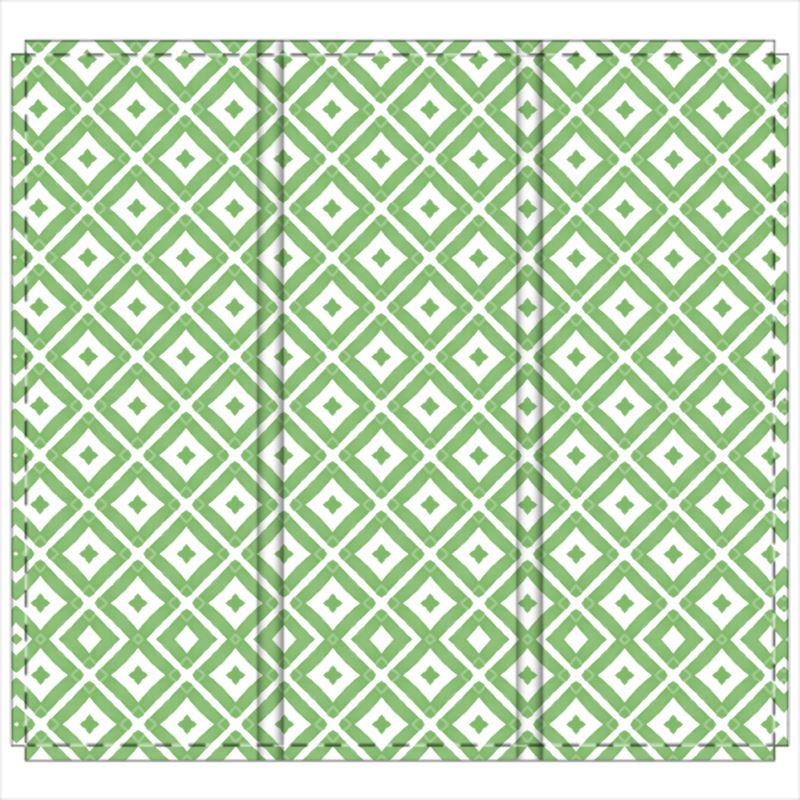 Formal Garden Folding Screen in Green/White