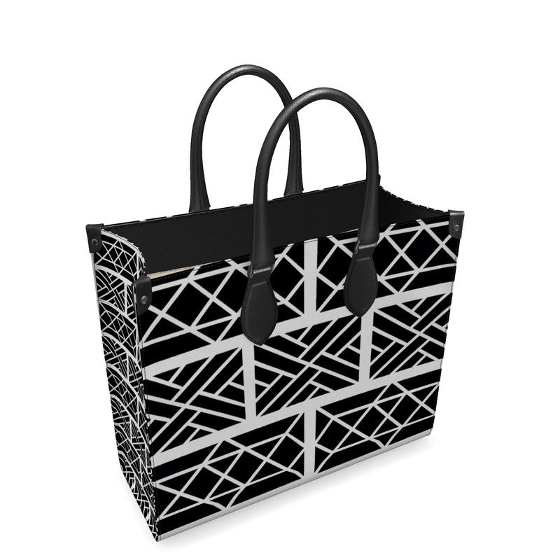 Little Mountain Chippendale Leather Bag in Black/White