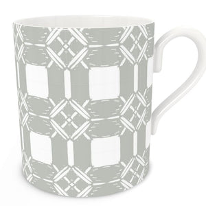 Rattan Caned Webbing in Light Gray/White Mug