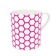 Load image into Gallery viewer, Hot Pink Honeycomb Mug Hot Pink/White
