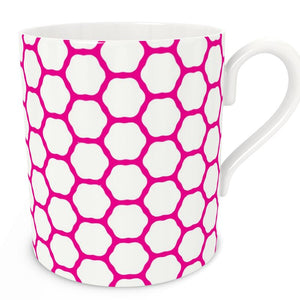 Hot Pink Honeycomb Mug Hot Pink/White