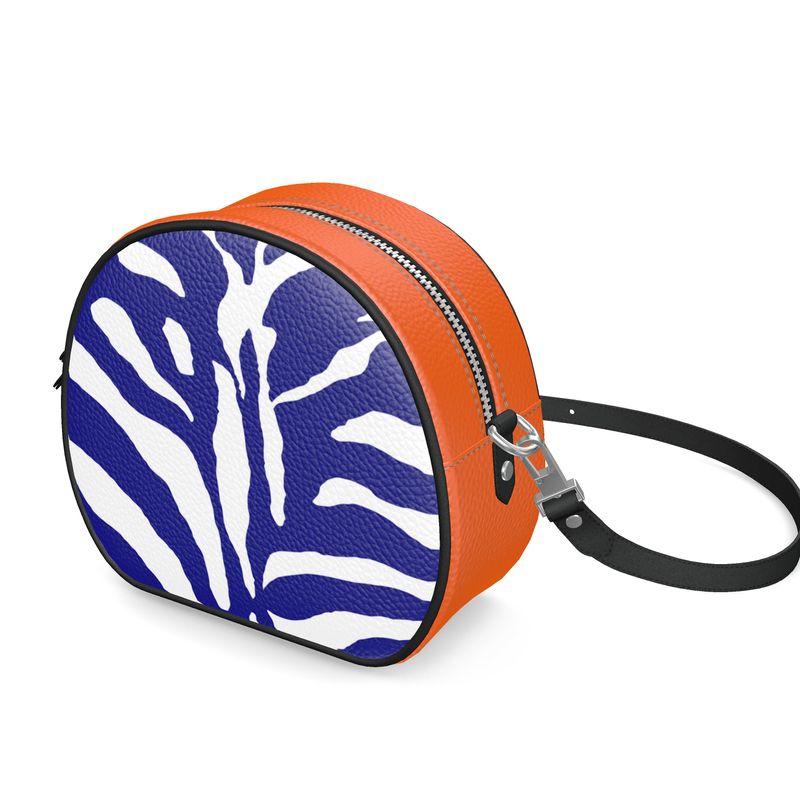 Zebra Blue Primrose Round Box Bag