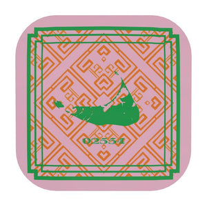 Nantucket Zip Code Coasters in Pink, Orange and Green