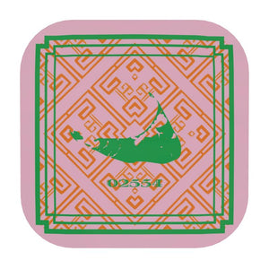 Nantucket Zip Code Coasters in Pink, Orange and Green