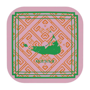 Nantucket Zip Code Coasters in Pink, Orange and Green