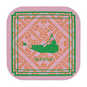 Nantucket Zip Code Coasters in Pink, Orange and Green