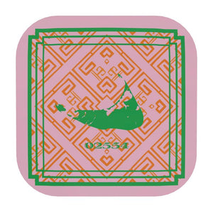 Nantucket Zip Code Coasters in Pink, Orange and Green