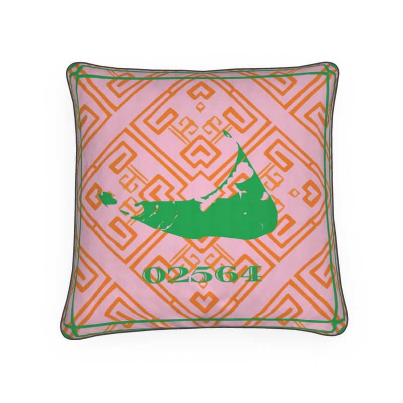 Nantucket Hand Illustrated Chinese Fretwork Pattern Pillow
