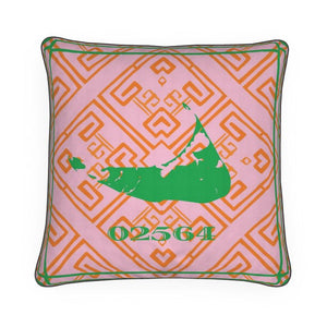Nantucket Hand Illustrated Chinese Fretwork Pattern Pillow