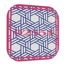 Load image into Gallery viewer, Nantucket Zip Code coasters in Pink and Blue Rattan
