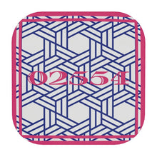Load image into Gallery viewer, Nantucket Zip Code coasters in Pink and Blue Rattan
