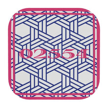 Load image into Gallery viewer, Nantucket Zip Code coasters in Pink and Blue Rattan
