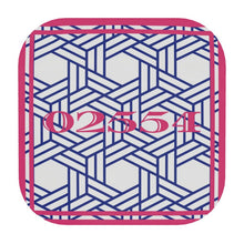 Load image into Gallery viewer, Nantucket Zip Code coasters in Pink and Blue Rattan
