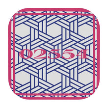 Load image into Gallery viewer, Nantucket Zip Code coasters in Pink and Blue Rattan
