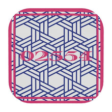 Load image into Gallery viewer, Nantucket Zip Code coasters in Pink and Blue Rattan
