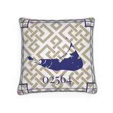 Load image into Gallery viewer, Nantucket (Sconset) Blue and Tan Fret Pillow
