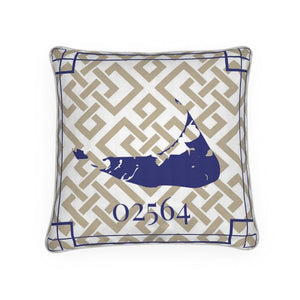 Nantucket (Sconset) Blue and Tan Fret Pillow