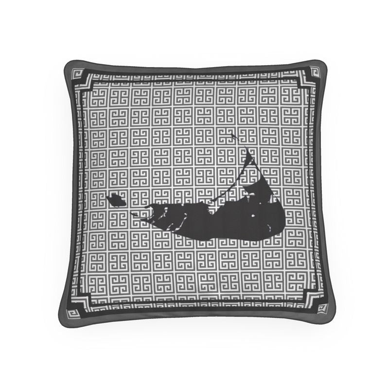 Nantucket Greek Key Fall/Winter Pillow in Gray and Black