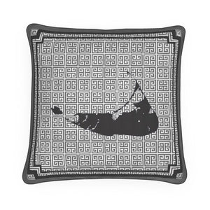 Nantucket Greek Key Fall/Winter Pillow in Gray and Black