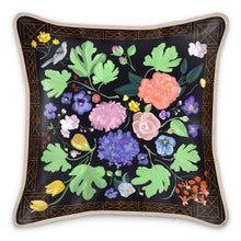 Load image into Gallery viewer, Little Mountain Silk Pillow/Cushion in Dark Navy and Orange
