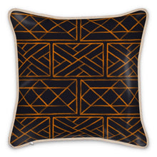 Load image into Gallery viewer, Little Mountain Silk Pillow/Cushion in Dark Navy and Orange
