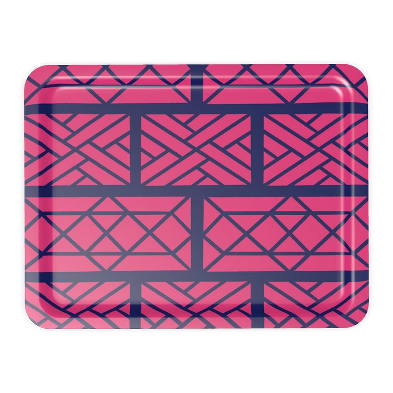 Hot Pink and Navy Chippendale Tray