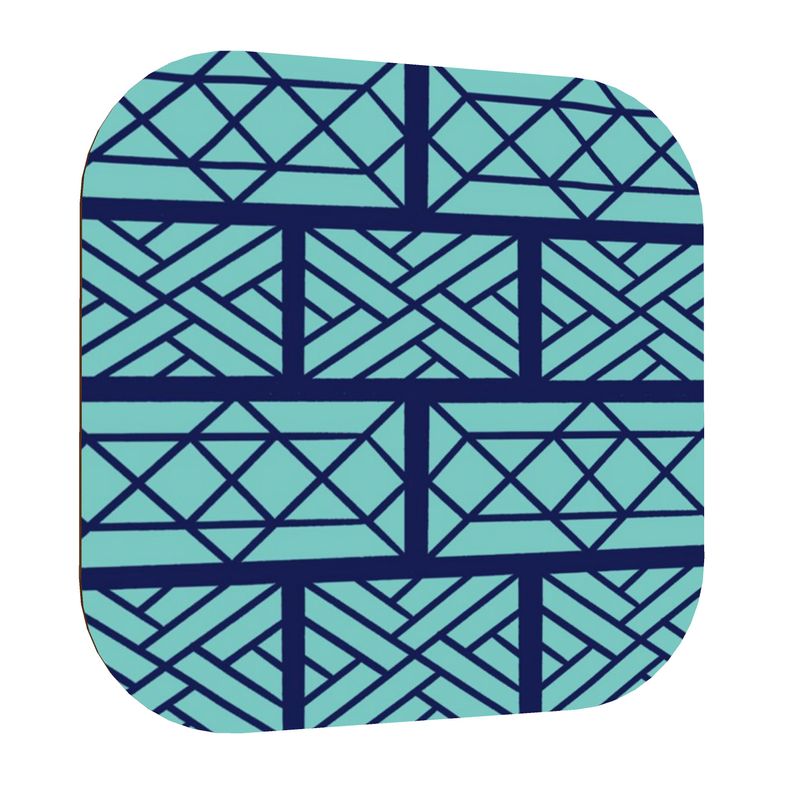 Navy and Turquoise Chippendale Coasters