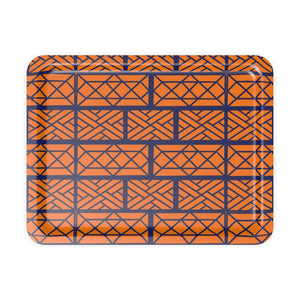 Blue on Orange Chippendale Tray