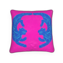 Load image into Gallery viewer, Tigers Talking Luxury Pillow/Cushion Magenta/Electric Blue
