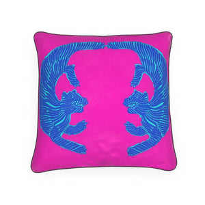 Tigers Talking Luxury Pillow/Cushion Magenta/Electric Blue