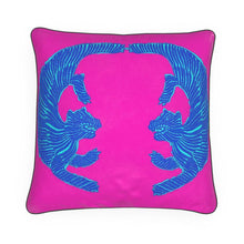 Load image into Gallery viewer, Tigers Talking Luxury Pillow/Cushion Magenta/Electric Blue
