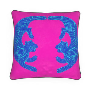 Tigers Talking Luxury Pillow/Cushion Magenta/Electric Blue