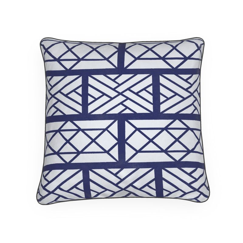 Blue and White Chippendale Pillow/Cushion