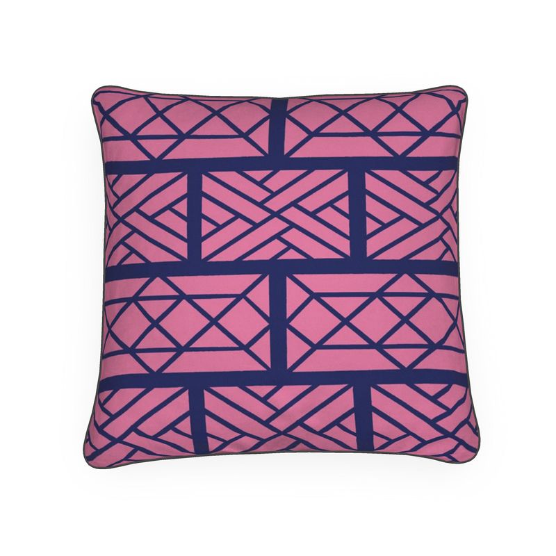 Pink and Blue Chippendale Pillow/Cushion