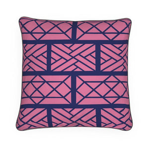 Pink and Blue Chippendale Pillow/Cushion