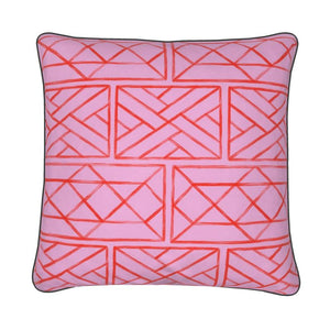 Chippendale Pillow/Cushion in Salmon and Pink