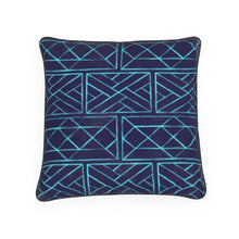 Load image into Gallery viewer, Luminous Light Blue on Navy Little Mountain Chippendale Pillow/Cushion
