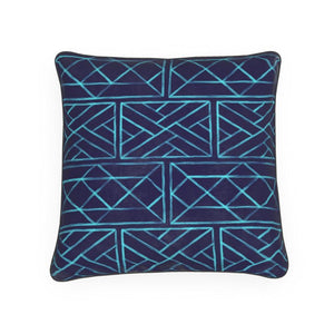 Luminous Light Blue on Navy Little Mountain Chippendale Pillow/Cushion